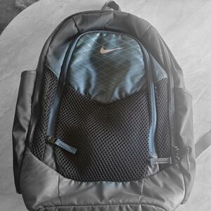 Nike Black and Teal Backpack with White Swoosh